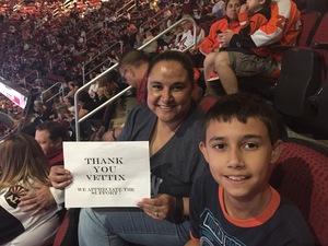 Alicia attended Arizona Coyotes vs. Philadelphia Flyers - NHL - Opening Night on Oct 15th 2016 via VetTix 