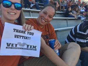 Maria attended University of Texas Longhorns vs. Baylor - NCAA Football on Oct 29th 2016 via VetTix 