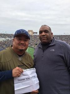 Vet Sports Fan attended Notre Dame Fighting Irish vs. University of Miami - NCAA Football on Oct 29th 2016 via VetTix 