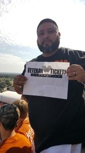 jesus attended University of Texas Longhorns vs. West Virginia - NCAA Football on Nov 12th 2016 via VetTix 