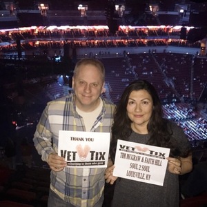 Kevin attended Tim McGraw and Faith Hill - Soul2Soul World Tour - KFC Yum! Center on Apr 28th 2017 via VetTix 