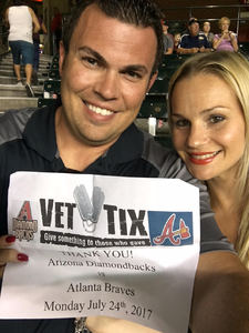 Nick attended Arizona Diamondbacks vs. Atlanta Braves - MLB on Jul 24th 2017 via VetTix 