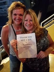 Kimberly attended Soul2Soul Tour With Tim McGraw and Faith Hill on Aug 17th 2017 via VetTix 