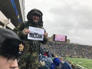 James attended Notre Dame Fighting Irish vs. Navy - NCAA Football on Nov 18th 2017 via VetTix 
