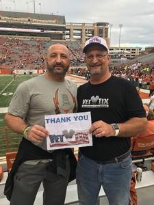 James attended Texas Longhorns vs. Kansas - NCAA Football - Military Appreciation Night on Nov 11th 2017 via VetTix 