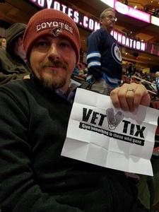 Joshua attended Arizona Coyotes vs. Winnipeg Jets - NHL - Military Appreciation Game! on Nov 11th 2017 via VetTix 