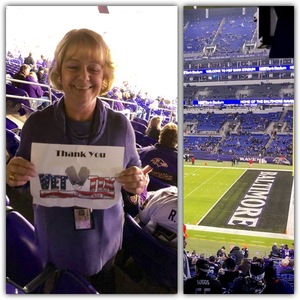 Patrice attended Baltimore Ravens vs. Houston Texans - NFL - Monday Night Football on Nov 27th 2017 via VetTix 