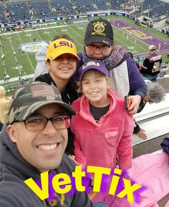 HM1 McCabe USN Retired attended Citrus Bowl Presented by Overton's - Notre Dame Fighting Irish vs. LSU Tigers - NCAA Football on Jan 1st 2018 via VetTix 