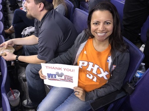Andrea attended Phoenix Suns vs. Atlanta Hawks - NBA on Jan 2nd 2018 via VetTix 