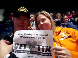 Richard and Mandi attended Brad Paisley - Weekend Warrior World Tour With Dustin Lynch, Chase Bryant and Lindsay Ell on Apr 6th 2018 via VetTix 