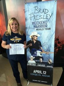 Toni attended Brad Paisley - Weekend Warrior World Tour With Dustin Lynch, Chase Bryant and Lindsay Ell on Apr 12th 2018 via VetTix 