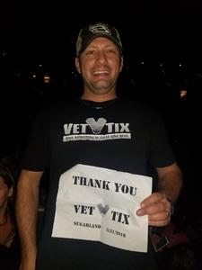 Jeffrey attended Sugarland on May 31st 2018 via VetTix 