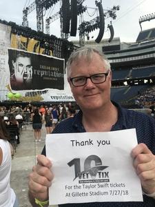 David attended Taylor Swift Reputation Stadium Tour on Jul 27th 2018 via VetTix 