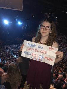 Kirsten attended Tim McGraw & Faith Hill Soul2Soul the World Tour 2018 - Country on Jul 14th 2018 via VetTix 