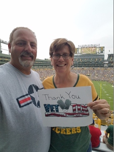 Kevin & Karen attended Green Bay Packers vs. Pittsburgh Steelers - NFL Preseason on Aug 16th 2018 via VetTix 