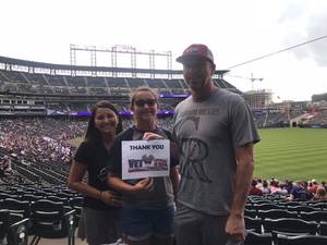 Pete Cordero & Family attended Colorado Rockies vs. Pittsburgh Pirates - MLB on Aug 6th 2018 via VetTix 