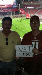 Timothy attended Arizona Cardinals vs. Denver Broncos - NFL Preseason on Aug 30th 2018 via VetTix 