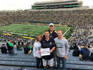 Craig attended Notre Dame Fightin' Irish vs. Vs. Ball State Cardinals - NCAA Football on Sep 8th 2018 via VetTix 