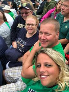 Christina attended Notre Dame Fightin' Irish vs. Vs. Ball State Cardinals - NCAA Football on Sep 8th 2018 via VetTix 