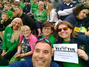 Kelly attended Notre Dame Fightin' Irish vs. Vs. Ball State Cardinals - NCAA Football on Sep 8th 2018 via VetTix 