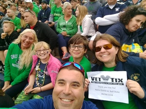 Beau attended Notre Dame Fightin' Irish vs. Vs. Ball State Cardinals - NCAA Football on Sep 8th 2018 via VetTix 