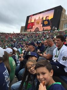 Pedro attended Notre Dame Fightin' Irish vs. Vs. Ball State Cardinals - NCAA Football on Sep 8th 2018 via VetTix 