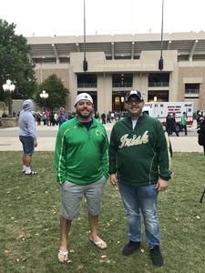 Ryan attended Notre Dame Fightin' Irish vs. Vs. Ball State Cardinals - NCAA Football on Sep 8th 2018 via VetTix 