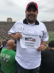 Jose attended Notre Dame Fightin' Irish vs. Vs. Ball State Cardinals - NCAA Football on Sep 8th 2018 via VetTix 