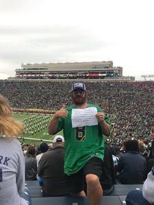 Jason attended Notre Dame Fightin' Irish vs. Vs. Ball State Cardinals - NCAA Football on Sep 8th 2018 via VetTix 