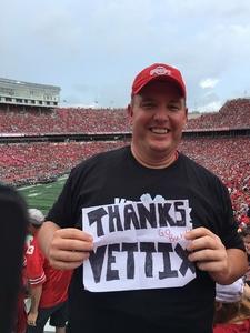 Ken attended Ohio State Buckeyes vs. Oregon State - NCAA Football on Sep 1st 2018 via VetTix 