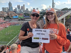 Kara attended Georgia Tech vs. Clemson - NCAA Football on Sep 22nd 2018 via VetTix 
