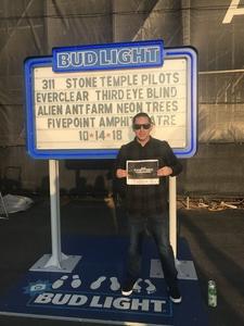 Andrew attended Jack's 13th Show with 311, Third Eye Blind, Stone Temple Pilots, Neon Trees, Everclear and Alien Ant Farm on Oct 14th 2018 via VetTix 