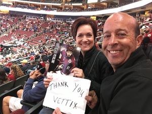 Frederick attended Arizona Coyotes vs. Ottawa Senators - NHL on Oct 30th 2018 via VetTix 