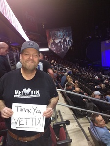 James attended Kiss: End of the Road World Tour on Feb 13th 2019 via VetTix 