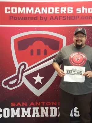 David attended San Antonio Commanders vs. Arizona Hotshots - AAF on Mar 31st 2019 via VetTix 