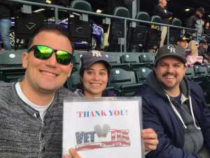 Whip attended Colorado Rockies vs. Arizona Diamondbacks - MLB on May 29th 2019 via VetTix 