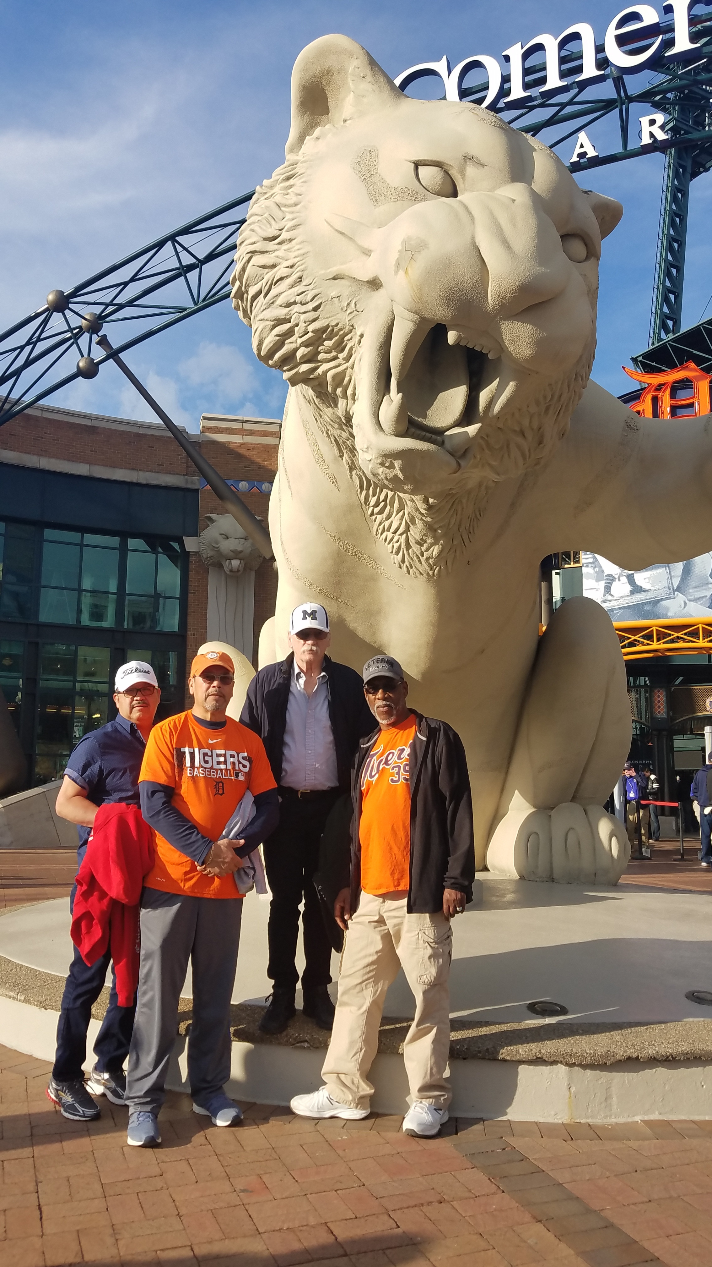 Comerica Park tigers  Lion sculpture, Baseball art, Photo art