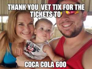 Dominic attended Coca Cola 600 - Monster Energy NASCAR Cup Series on May 26th 2019 via VetTix 