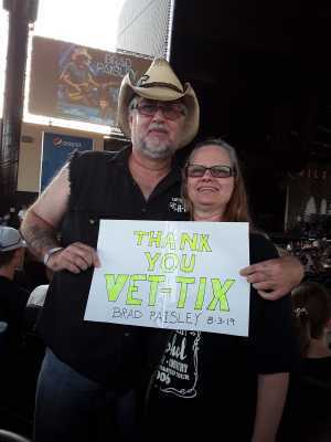 Dale attended Brad Paisley Tour 2019 - Country on Aug 3rd 2019 via VetTix 