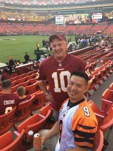 DP and  soon to be new member Ya Li attended Washington Redskins vs. Cincinnati Bengals - NFL on Aug 15th 2019 via VetTix 