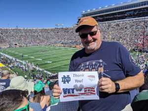 Stephen attended University of Notre Dame Fightin Irish vs. New Mexico - NCAA Football on Sep 14th 2019 via VetTix 