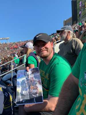 James attended University of Notre Dame Fightin Irish vs. New Mexico - NCAA Football on Sep 14th 2019 via VetTix 