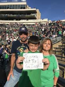 Timothy attended University of Notre Dame Fightin Irish vs. New Mexico - NCAA Football on Sep 14th 2019 via VetTix 