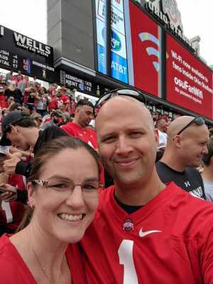Kristin attended Ohio State Buckeyes Football vs. Cincinnati Bearcats - NCAA Football on Sep 7th 2019 via VetTix 