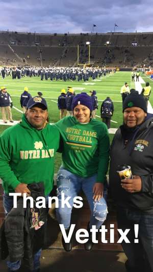 Christopher attended Notre Dame Fighting Irish vs. Virginia Tech - NCAA Football on Nov 2nd 2019 via VetTix 