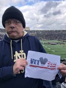 James attended Notre Dame Fighting Irish vs. Virginia Tech - NCAA Football on Nov 2nd 2019 via VetTix 