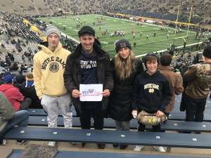 Joshua attended Notre Dame Fighting Irish vs. Virginia Tech - NCAA Football on Nov 2nd 2019 via VetTix 
