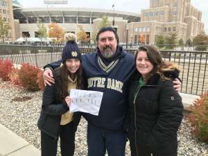 Tracy attended Notre Dame Fighting Irish vs. Virginia Tech - NCAA Football on Nov 2nd 2019 via VetTix 