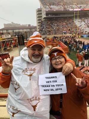 Michael attended University of Texas Longhorns vs. Texas Tech Red Raiders - NCAA Football on Nov 29th 2019 via VetTix 