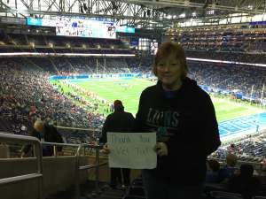 Catherine attended Detroit Lions vs. Tampa Bay Buccaneers - NFL on Dec 15th 2019 via VetTix 